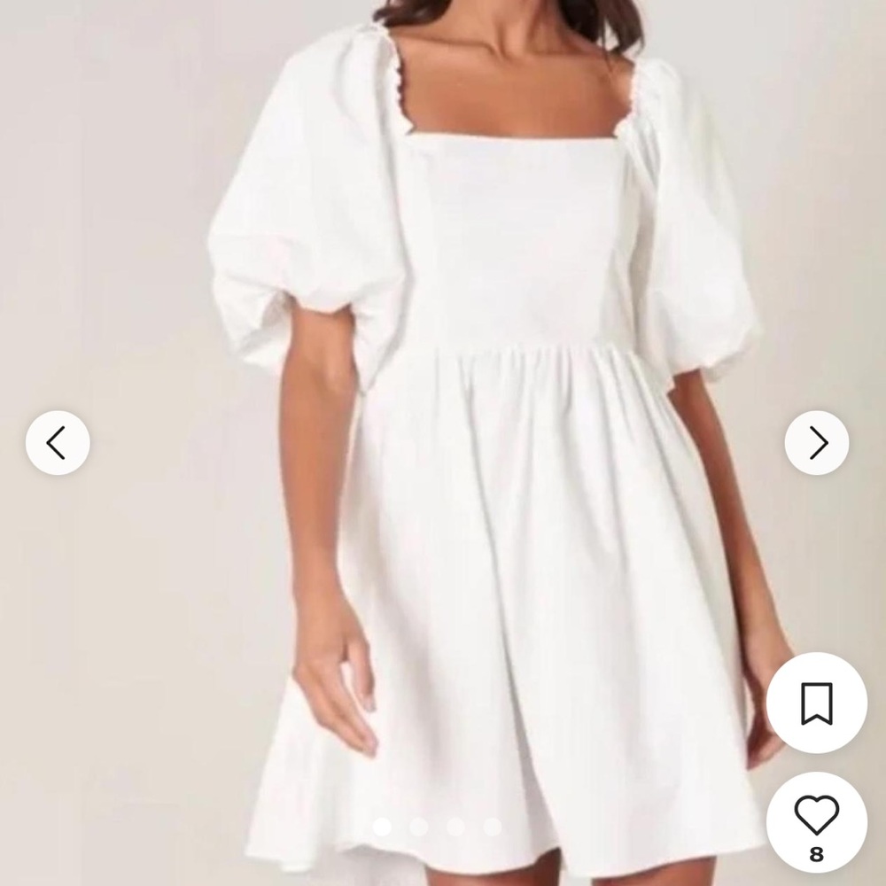7 For All Mankind Baby doll Peasant denim cream mini dress sz M